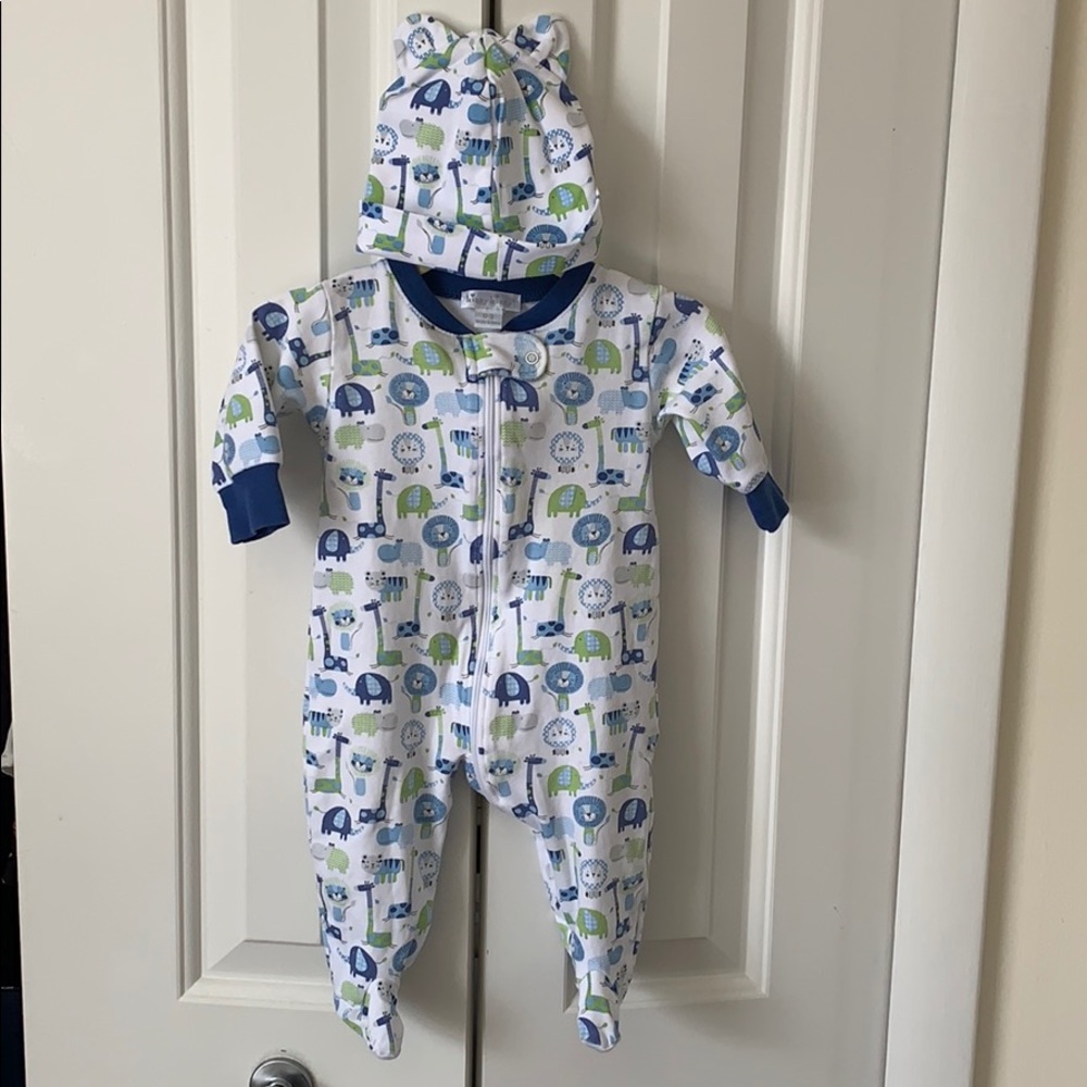 Kissy Kissy Footie with matching hat 0-3 mo